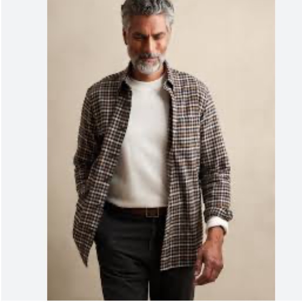 Banana Republic Untucked Flannel Shirt Organic Cotton